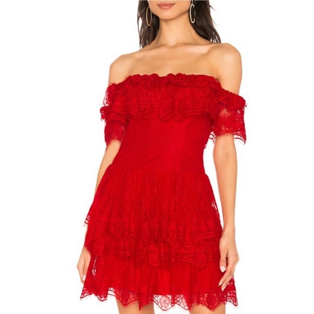 Revolve X by NBD Simi Ruffled Lace Mini Dress